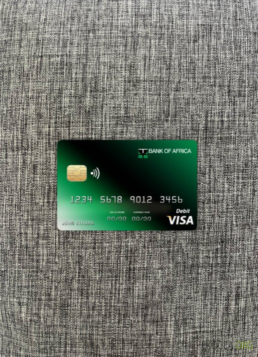 Photolook de la carte visa bancaire du Burundi Afrique avant